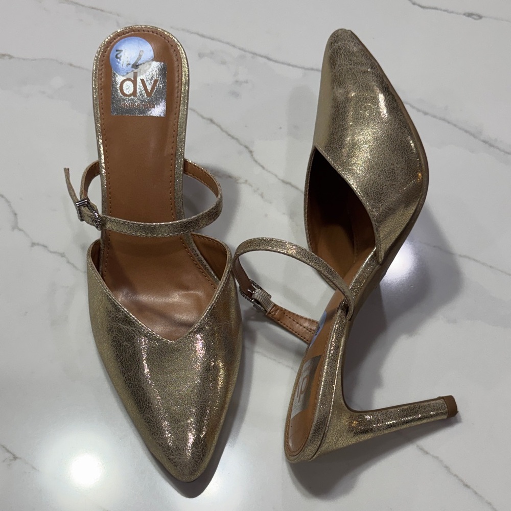 DV by Dolce Vita Metallic Gold Pointed Mary Jane Heels